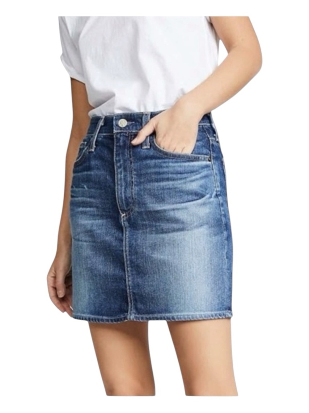 AG-ED DENIM ADRIANO GOLDSCHMIED The Vera Denim Mini Skirt, Size 28. - Picture 1 of 13